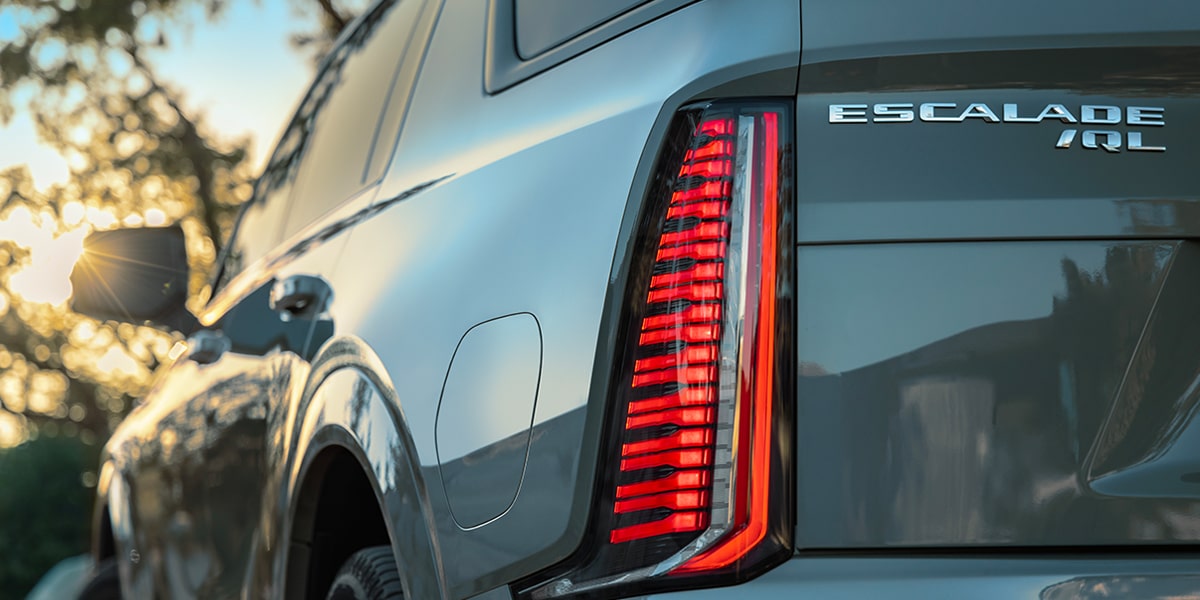 Close-up of the 2026 ESCALADE IQL Exterior Rear Lights