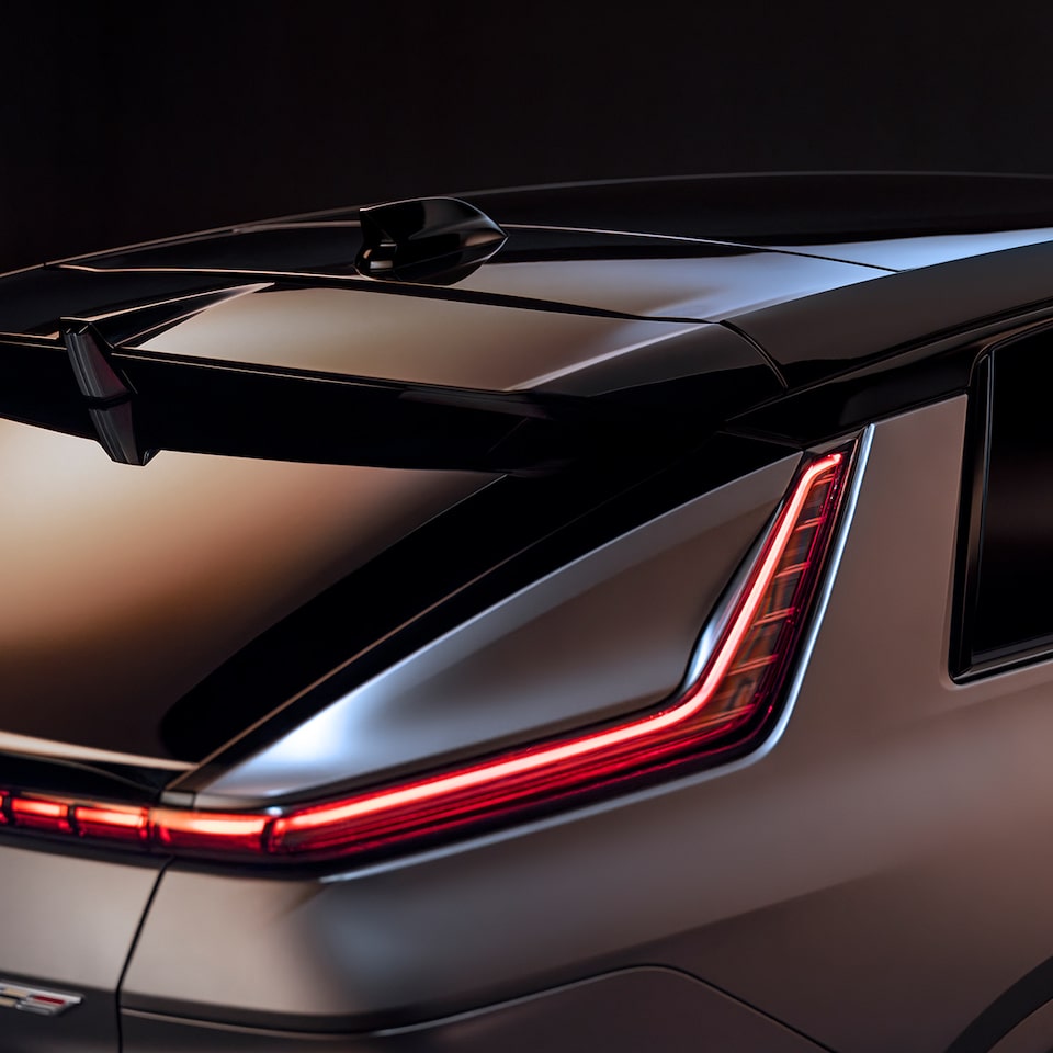Close-up of the 2026 LYRIQ-V's Overhead Black Roof