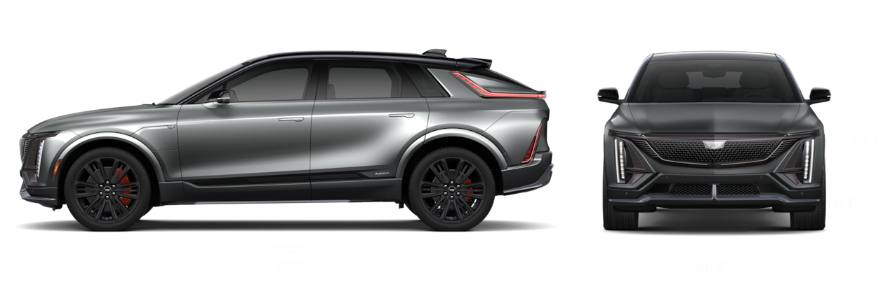 The Front View and Side Profile of a Gray 2026 LYRIQ-V