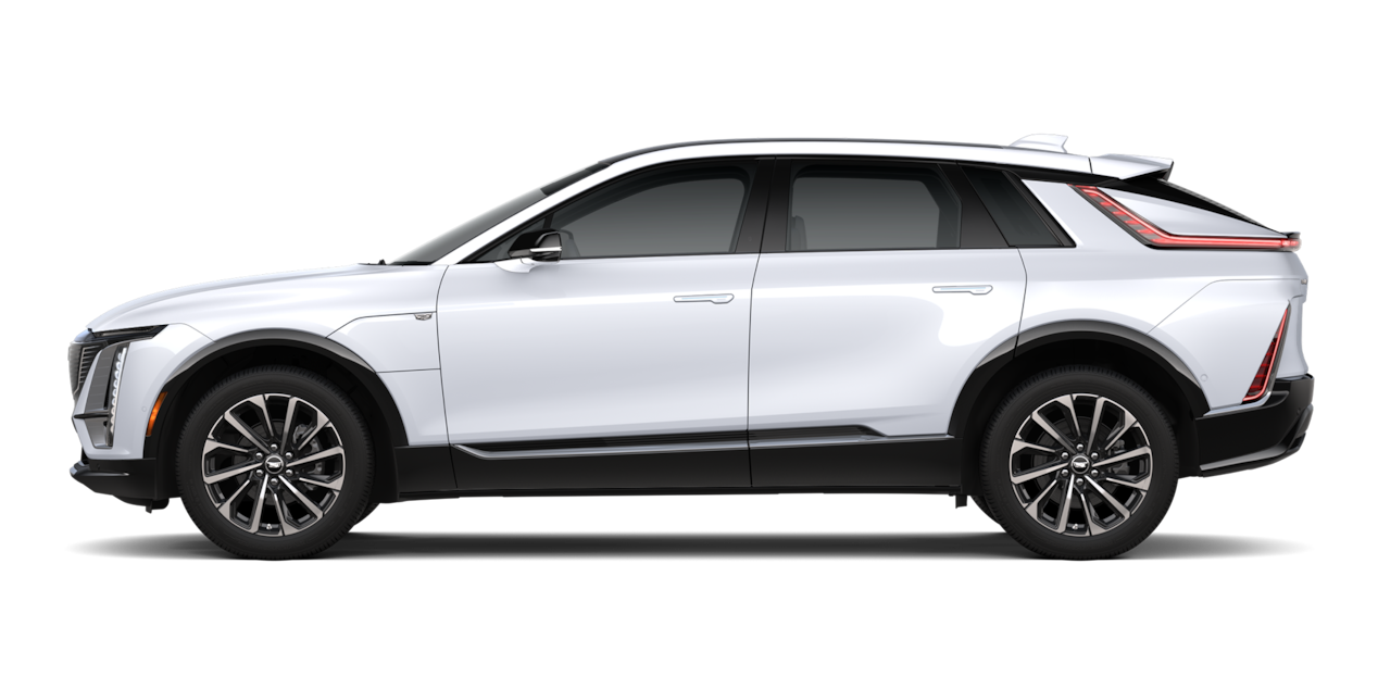 Driver's Side Profile of A Vibrant White 2026 Cadillac LYRIQ Premium Sport Model