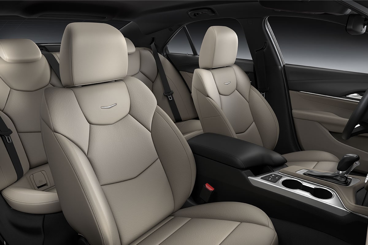 Passenger Door View of the 2026 CT4 Front Cabin and All-black Interior