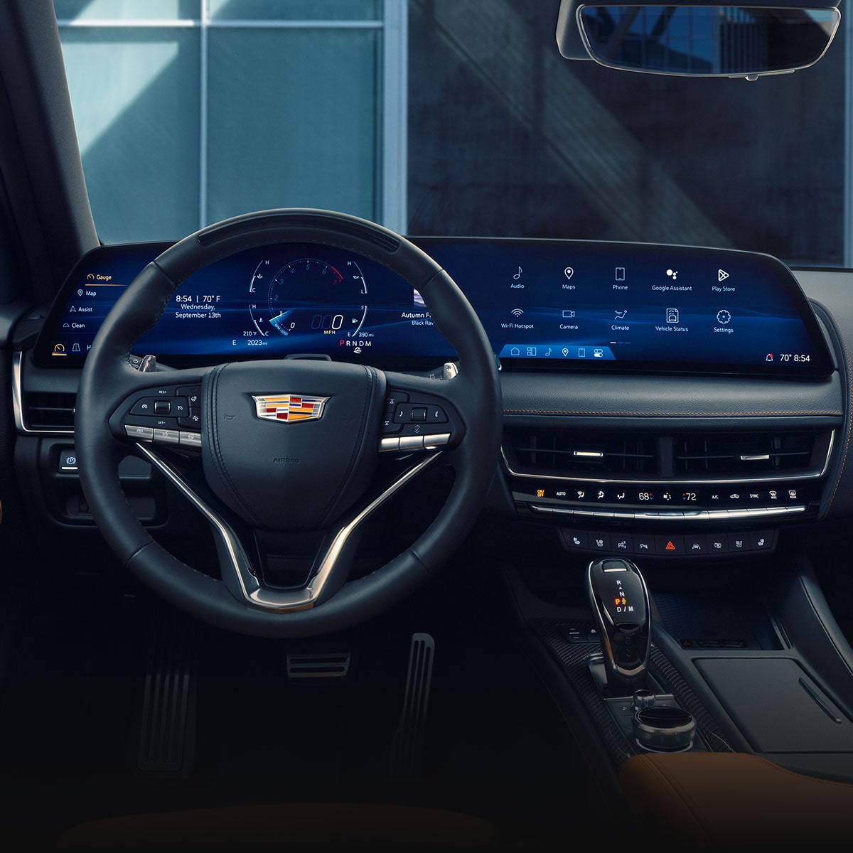 The 2026 Cadillac CT5 Jet Black Leather Dashboard and 33" LED Infotainment System Display