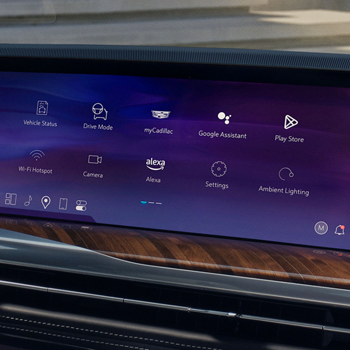 Close-Up of the 2026 Escalade Display Screen's Google Built-In Apps