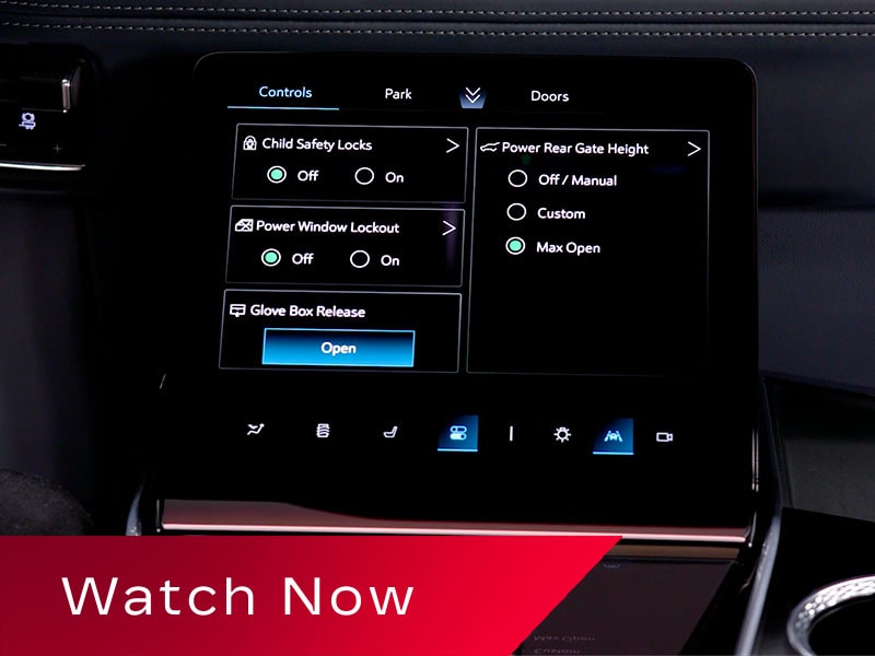 Close-up of the Cadillac Escalade Convenience Glovebox Control Operations on the Command Center Control Screen