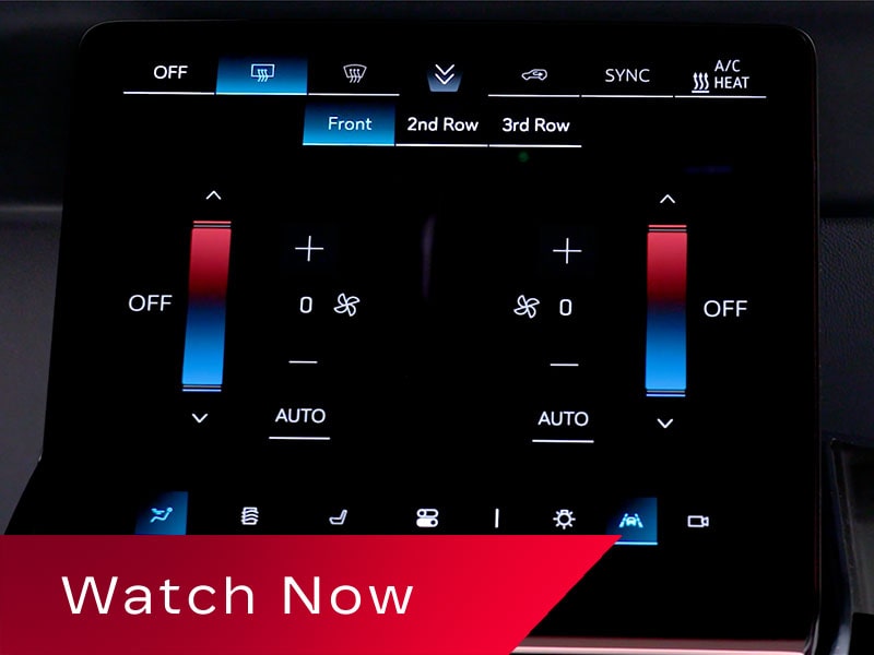 Close-up of the Cadillac Escalade Convenience HVAC Options on the Command Center Control Screen