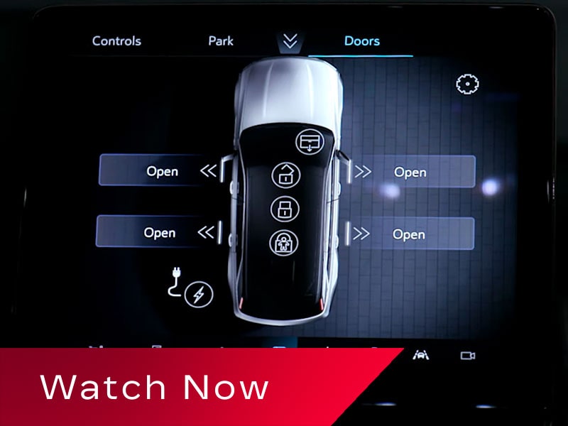 Close-up of the Cadillac Escalade Convenience Power Door Options on the Command Center Control Screen