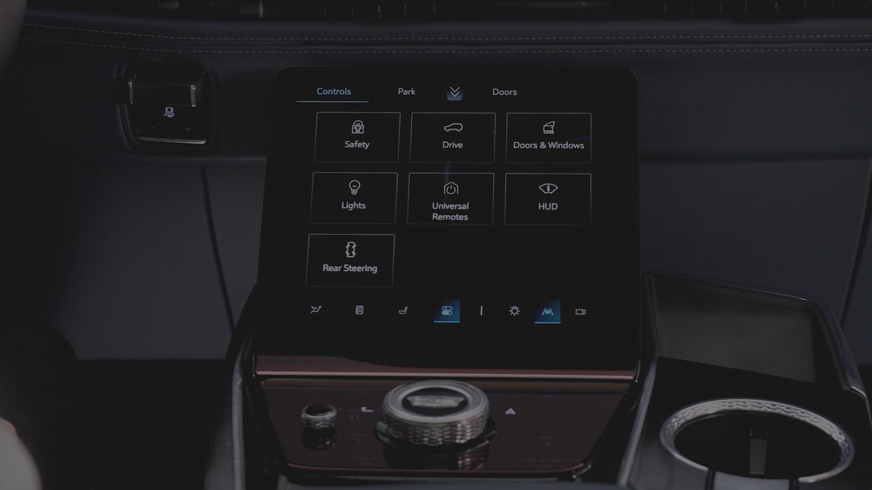 Close-up of the Cadillac Escalade Command Center Control App Options