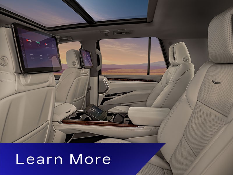The Executive Second Row of the 2026 Escalade Outlooking a Beautiful Sunset