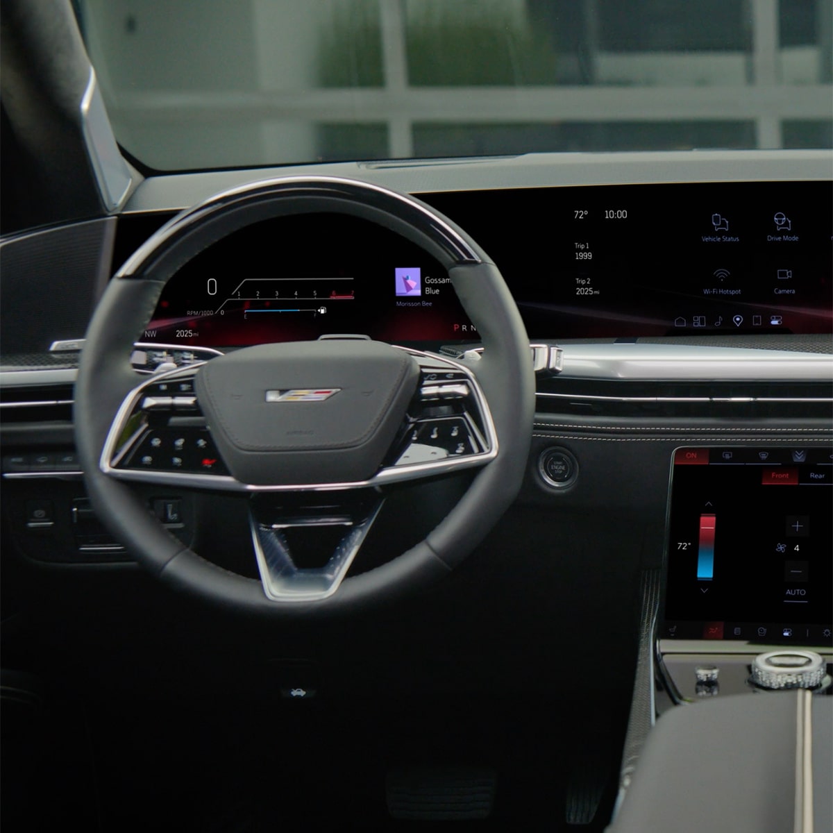A 2026 Escalade-V Driver Seat View of the Luxurious Dashboard and Middle Console