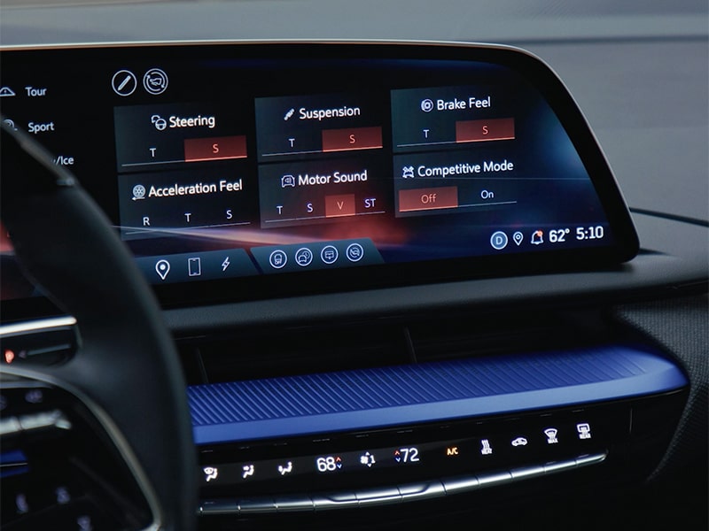 The 2027 OPTIQ-V Display Screen Displaying the V-Mode Settings
