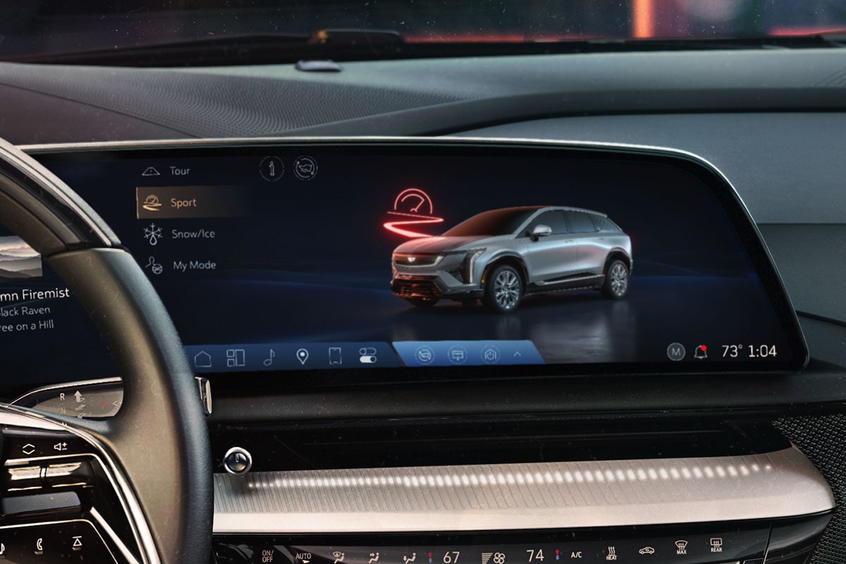 A Close Up View of the Driver Mode Displayed on the 2027 OTPIQ Infotainment Screen