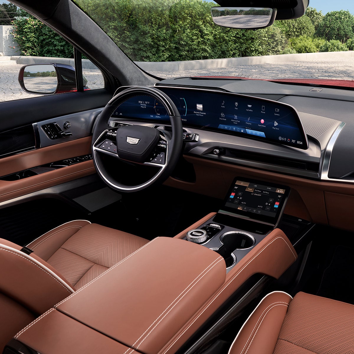 Passenger Seat View of the 2027 VISTIQ Driver Side and Kona Brown Interior Cabin