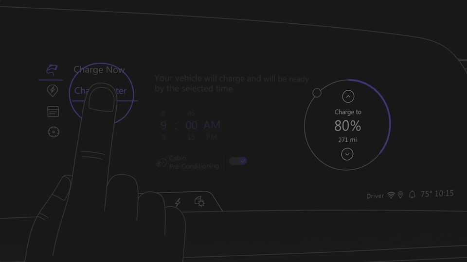 A Black and Blue Demonstration of Setting Up Charging Settings in an EV