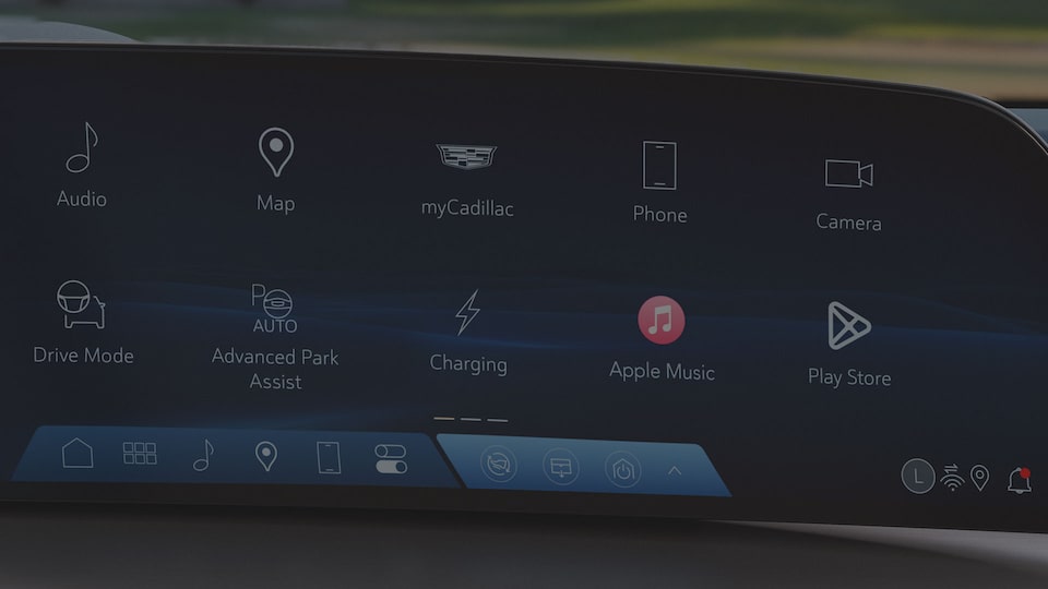 Close-up of the 2027 VISTIQ's Infotainment Screen Displaying Various App Icons and Vehicle Features