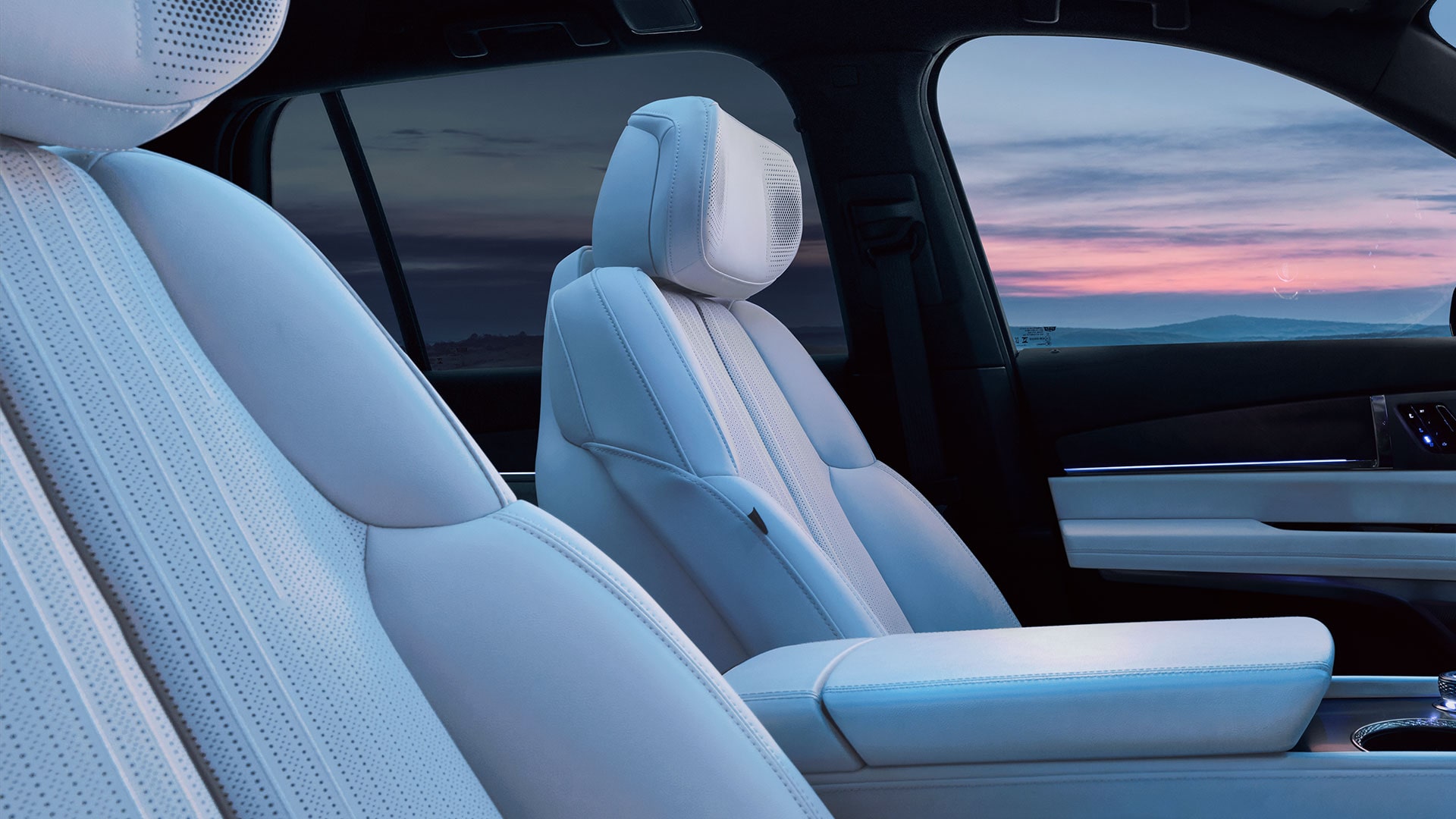 Passenger Seat View of the Driver Seat and Driver Side Inside the 2027 VISTIQ 3-row Electric SUV