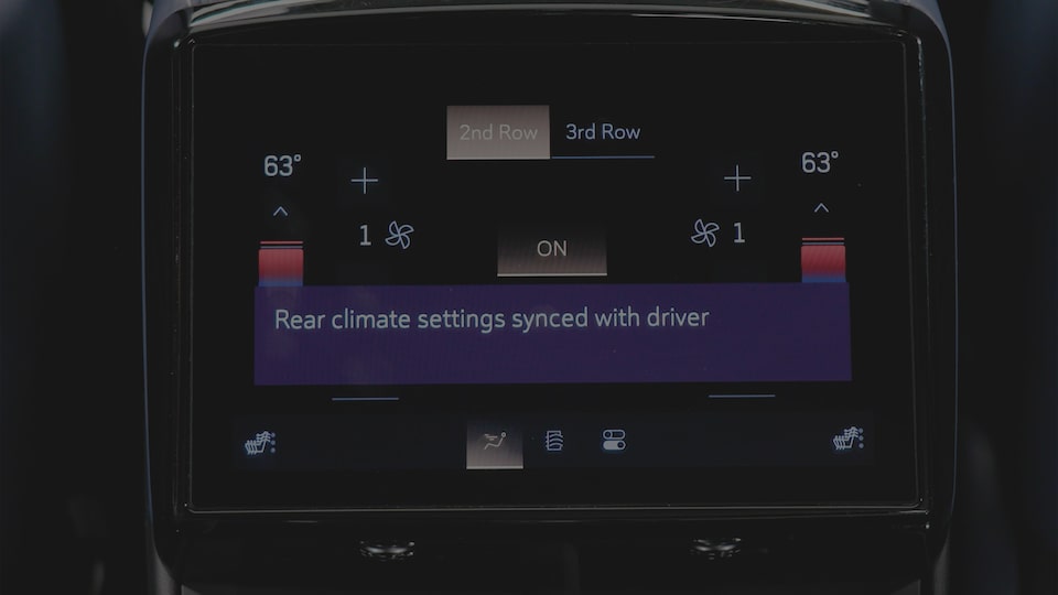 Close-up of a Cadillac VISTIQ's Rear Climate Control Display Screen