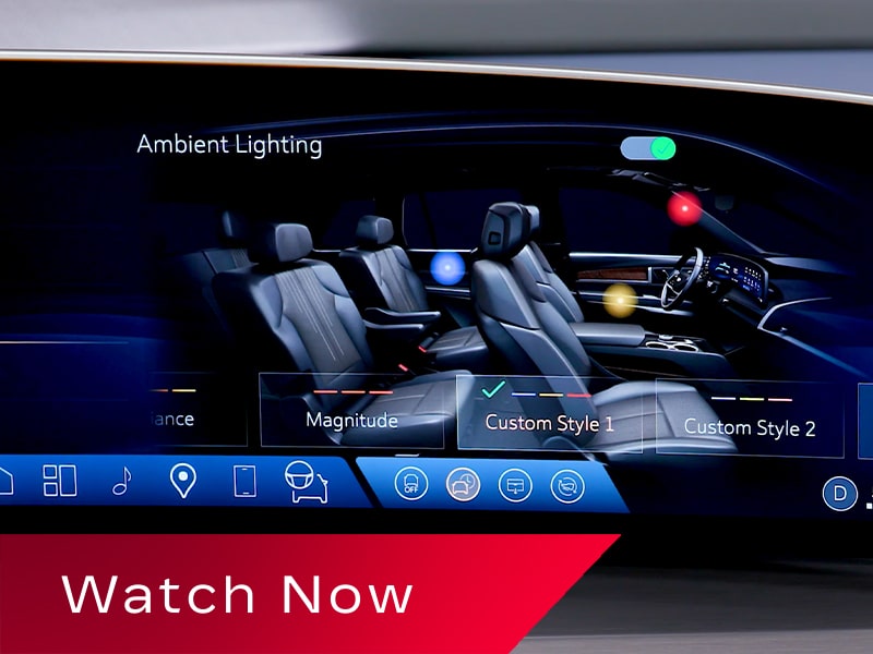 Close-up of the VISTIQ's Infotainment Screen Displaying the Ambient Lighting Settings