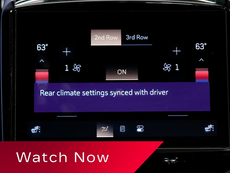 Close-up of a Cadillac VISTIQ's Rear Climate Control Display Screen
