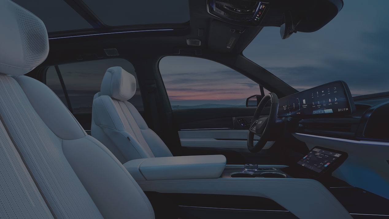 Passenger Seat View of the Driver Seat and Driver Side Inside the 2027 VISTIQ 3-row Electric SUV