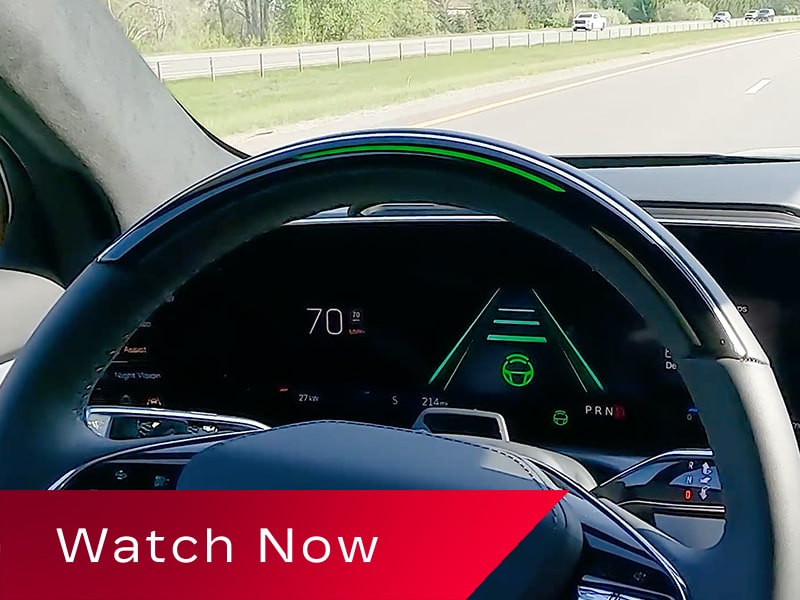 Close-up of a 2027 Cadillac VISTIQ Utilizing Super Cruise