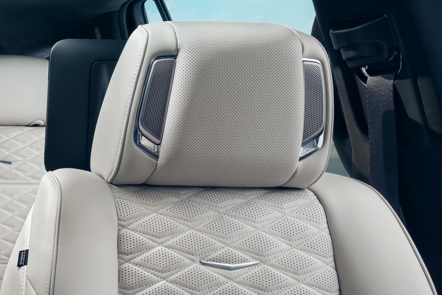 Close-up of the Speakers in a Seat Headrest of the 2027 Escalade
