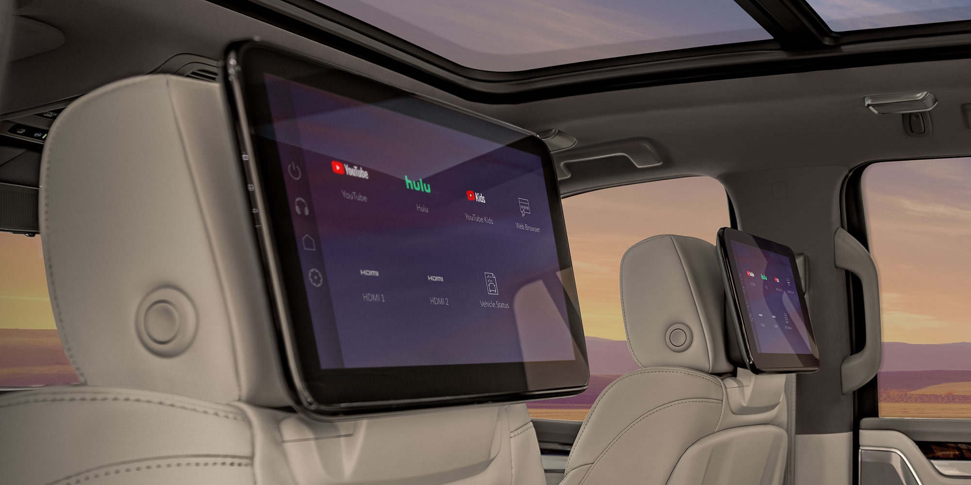 Close-up of the 2027 Escalade Second Row Passenger Screen