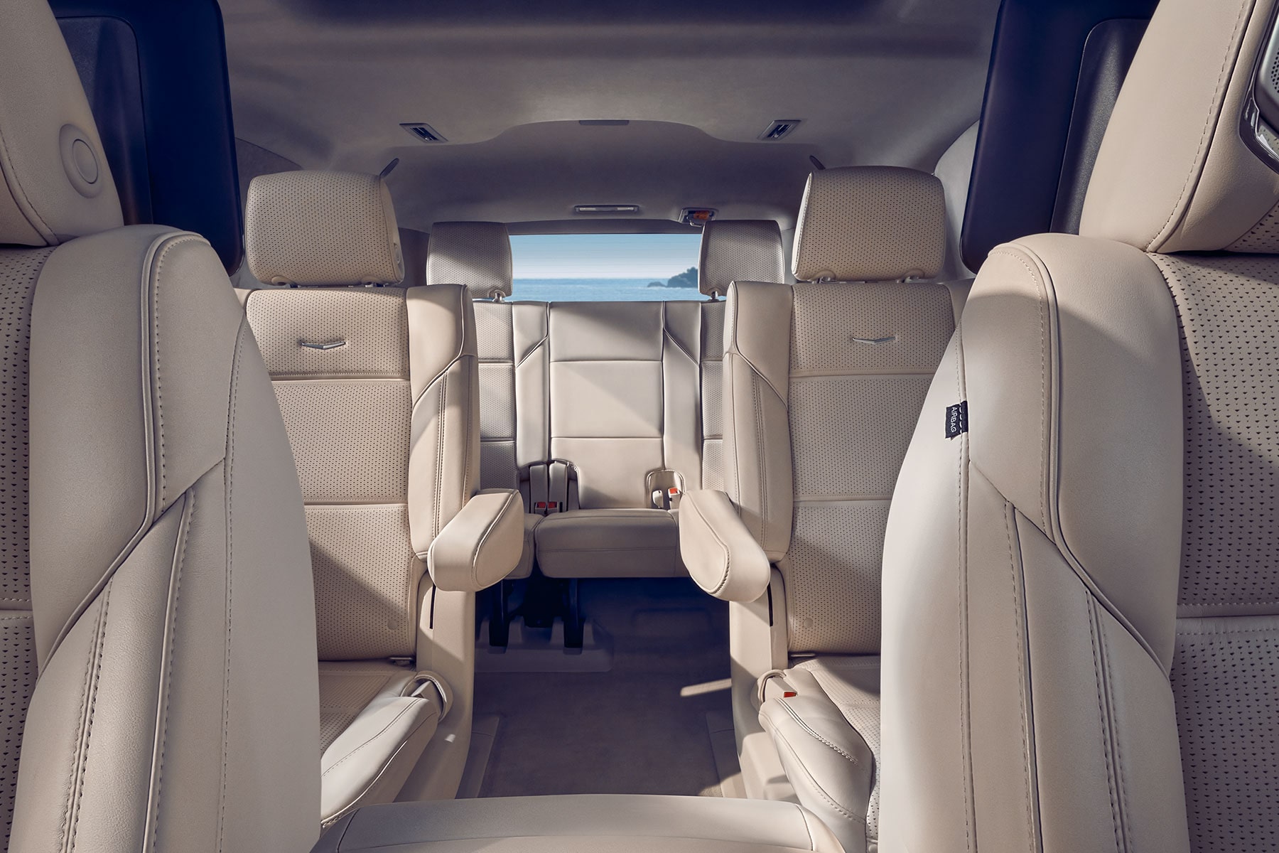 Front Row View of the 2027 Cadillac Escalade's Spacious Three-Row Seating