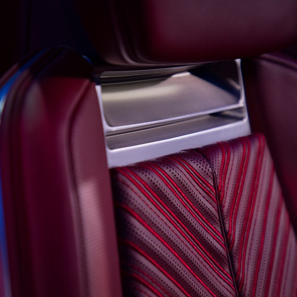 CELESTIQ Red Leather Seats with Pattern Stitching