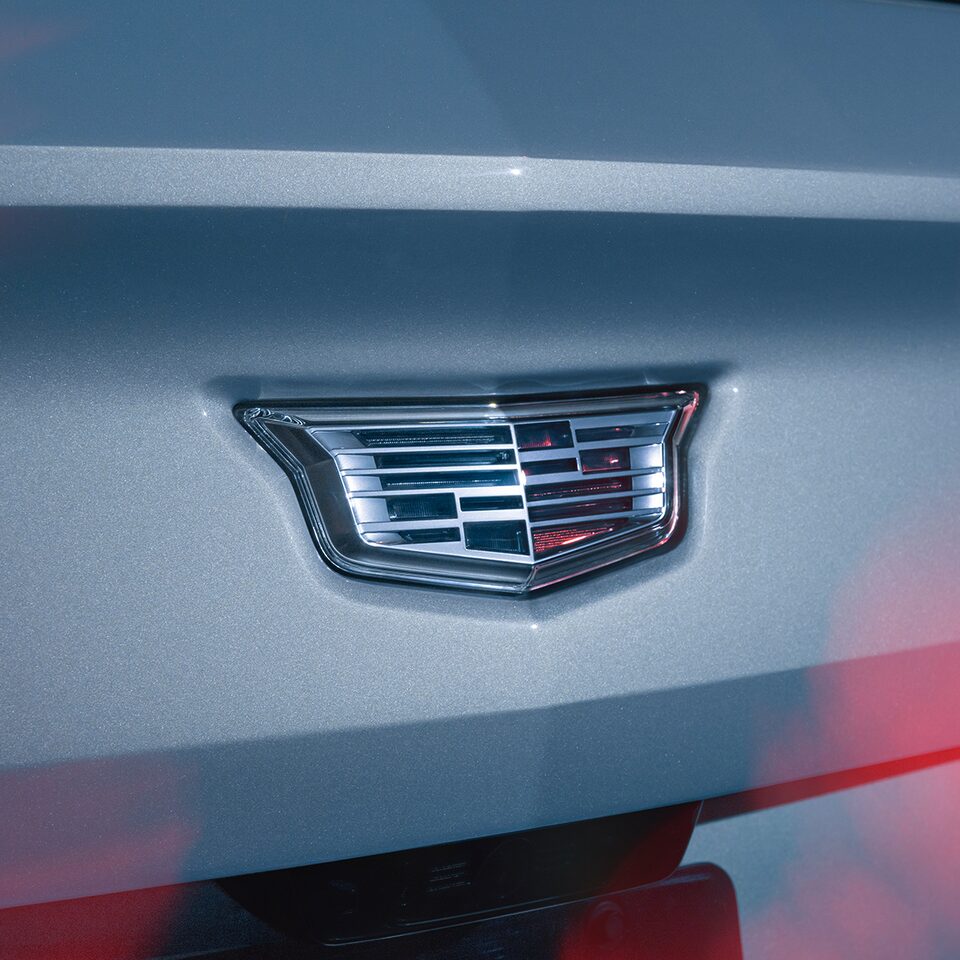 Close View of the Cadillac Logo on the 2025 Cadillac ESCALADE IQ