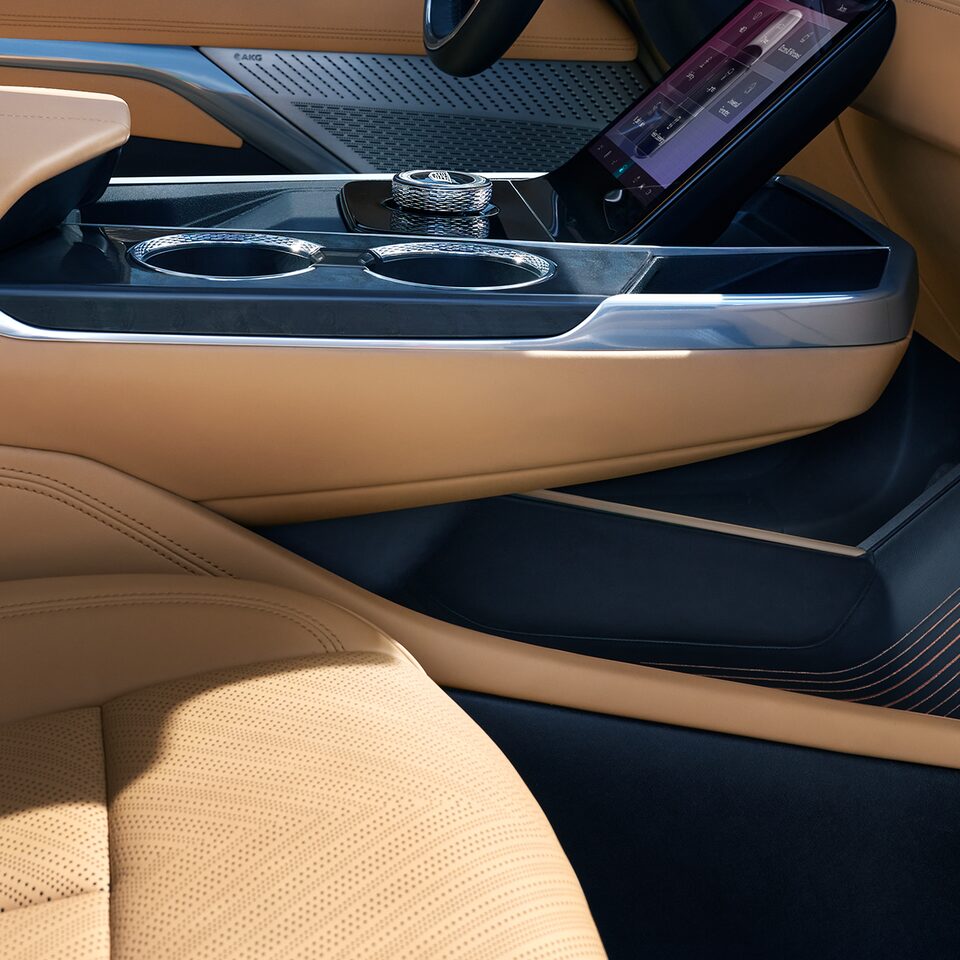 Close View of the Leather Interior Craftmanship Inside The 2025 Cadillac ESCALADE IQ