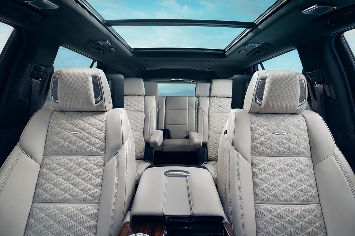 Front Row View of the 2025 Cadillac Escalade's Spacious Three-Row Seating