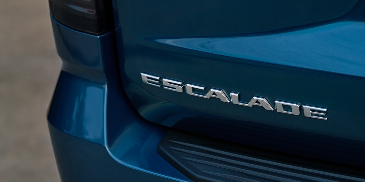 Close-Up of the Escalade Nameplate on the Rear End of the 2025 Cadillac Escalade