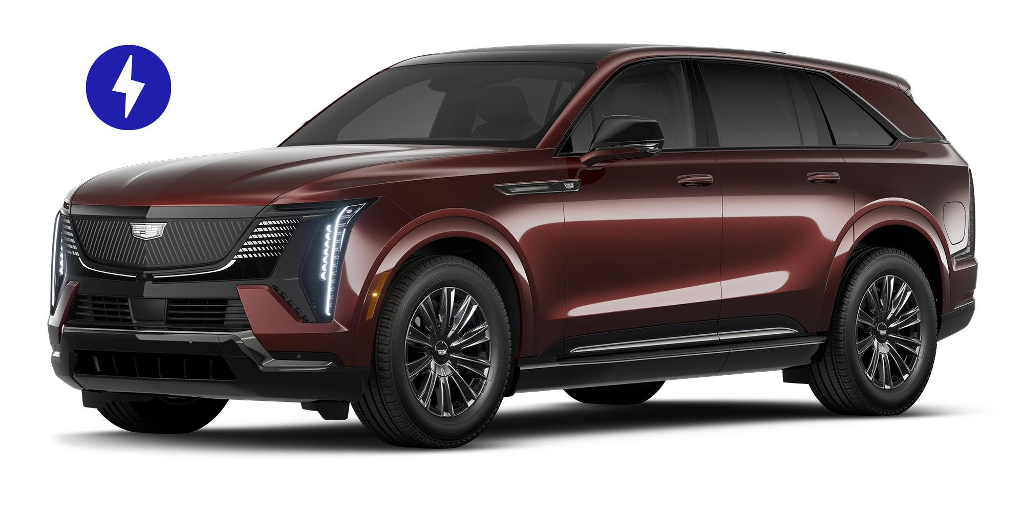 Three-quarters 2025 Escalade V-Series in Radiant Red