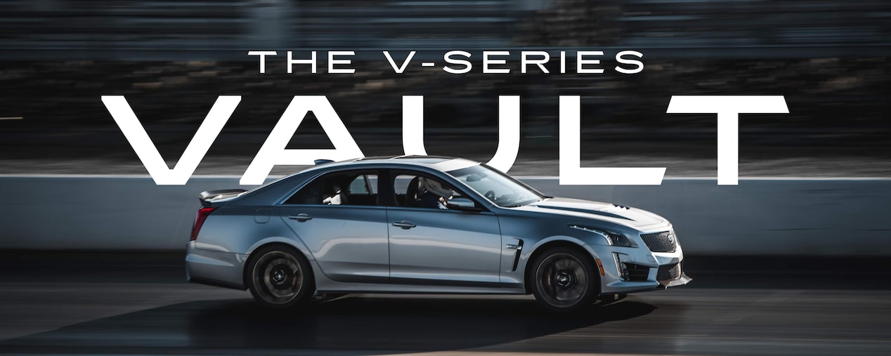 Grey Cadillac CTS-V Driving on Racetrack