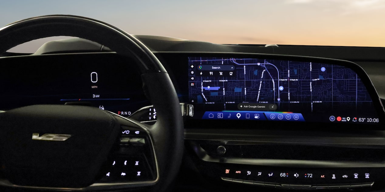 Google Maps Displayed on the Infotainment System of a LYRIQ 