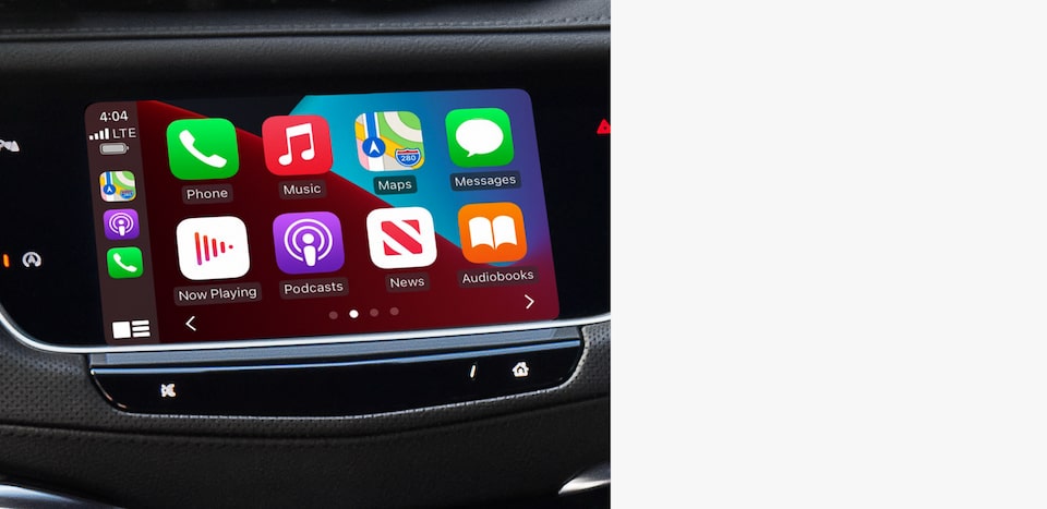 Closeup of Apple CarPlay on Cadillac Infotainment Screen