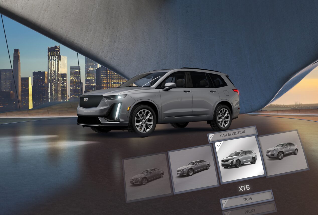 An SUV displayed within the Cadillac Virtual Reality Experience