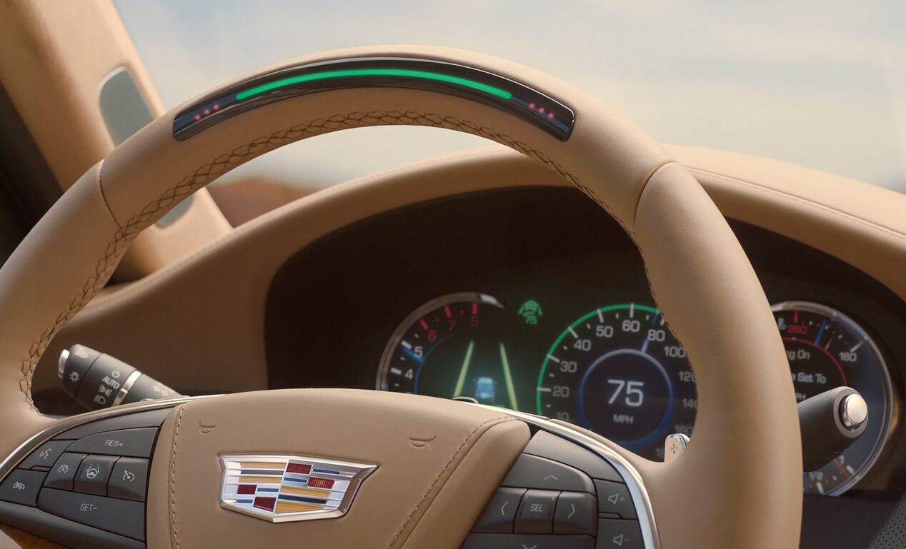 Cadillac Super Cruise steering wheel close up