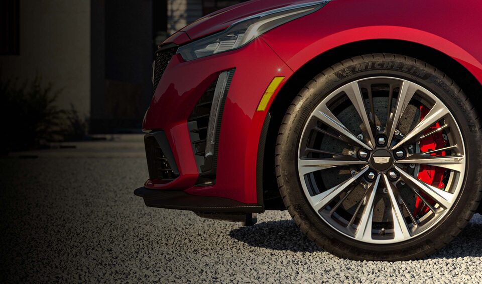 2022 Cadillac CT5-V Blackwing Sport Sedan Exterior Close-Up View of Wheels & Rims