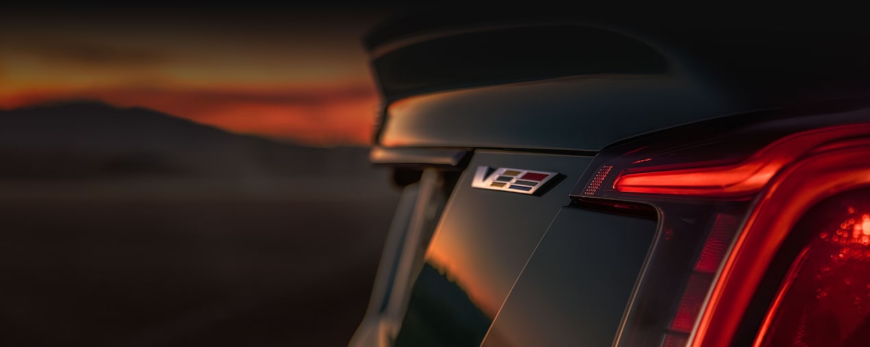 The V-Series Badging on the Trunk of a Cadillac