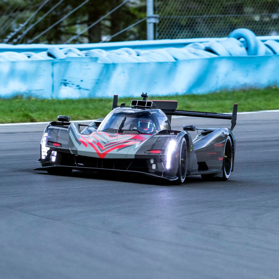lmdh-V Cadillac Racing Race Car Making a Turn on the Race Track