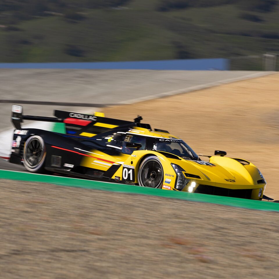 The Cadillac V-Series.R Prototype Race Car Speeding on the Track
