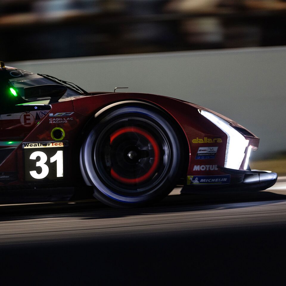 A Cadillac V-Series.R Prototype Race Car Speeds Ferociously Fast on the Track