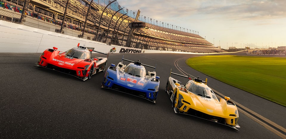 The Cadillac Racing Trio Speed on the Track in Daytona