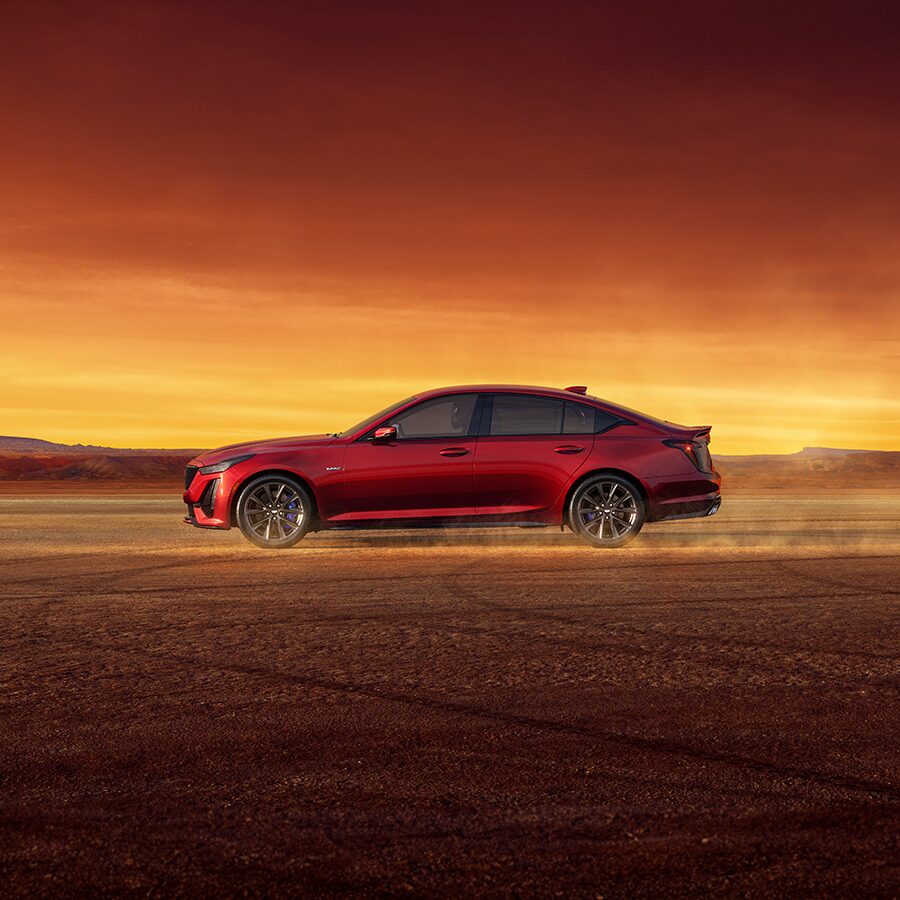 2024 Cadillac CT5-V Driving on Dirt Terrian During Sunset