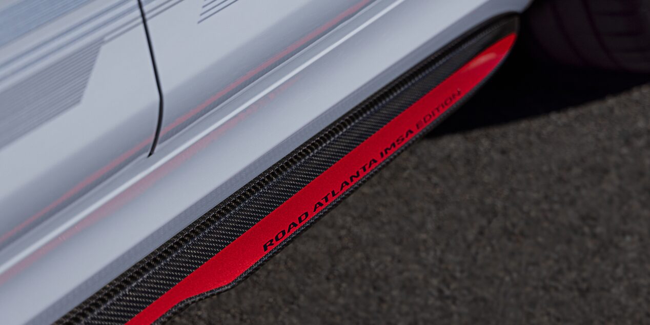 Radiant Red Rocker Molding Along Each side of The Rift Metallic Cadillac CT4 Blackwing