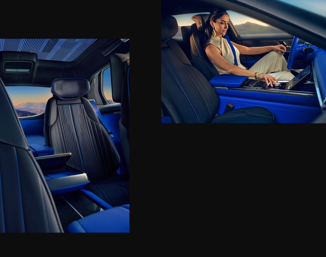 A Woman Adjusts the CELESTIQ's Settings  on Her Infotainment System