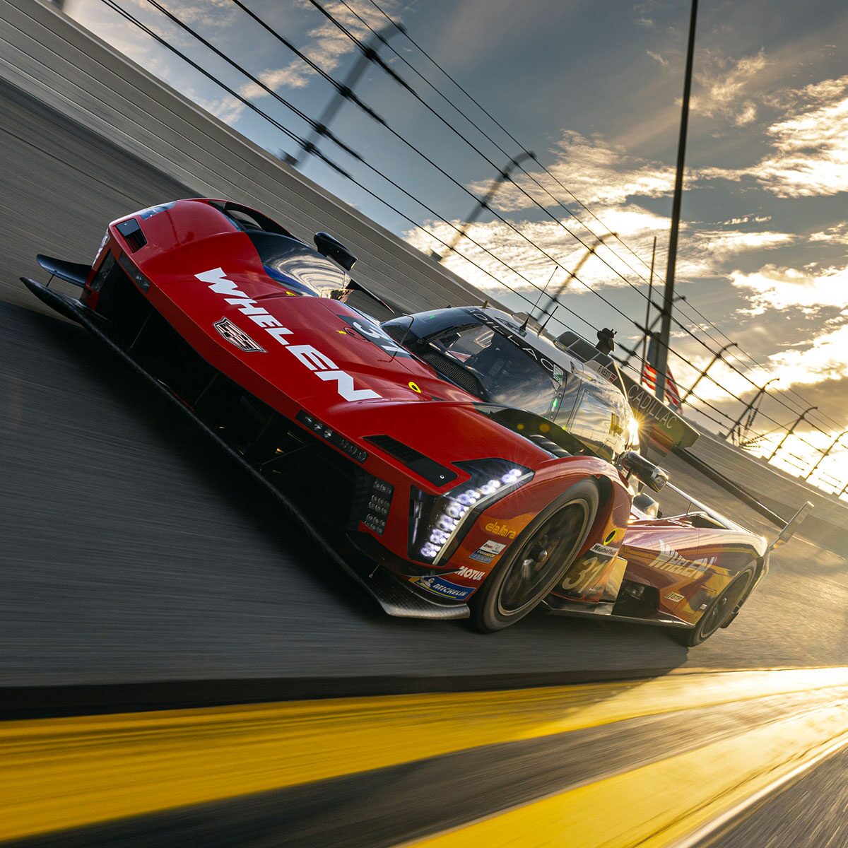 Close-up of the V-Series Cadillac Racing Logo on the Pink Racecar