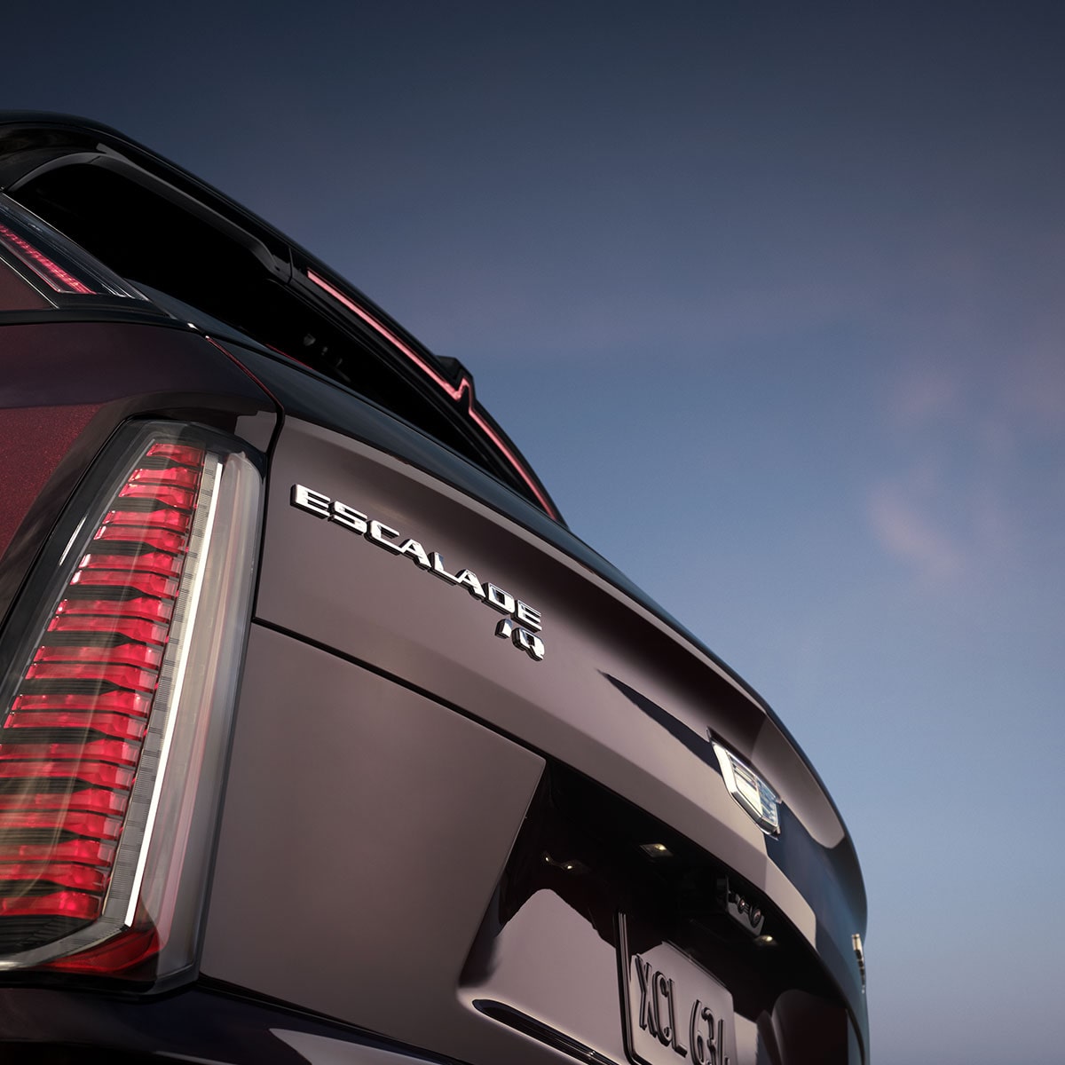 Close-up of the Badge Nameplate on the Rear End of the 2026 ESCALADE IQ