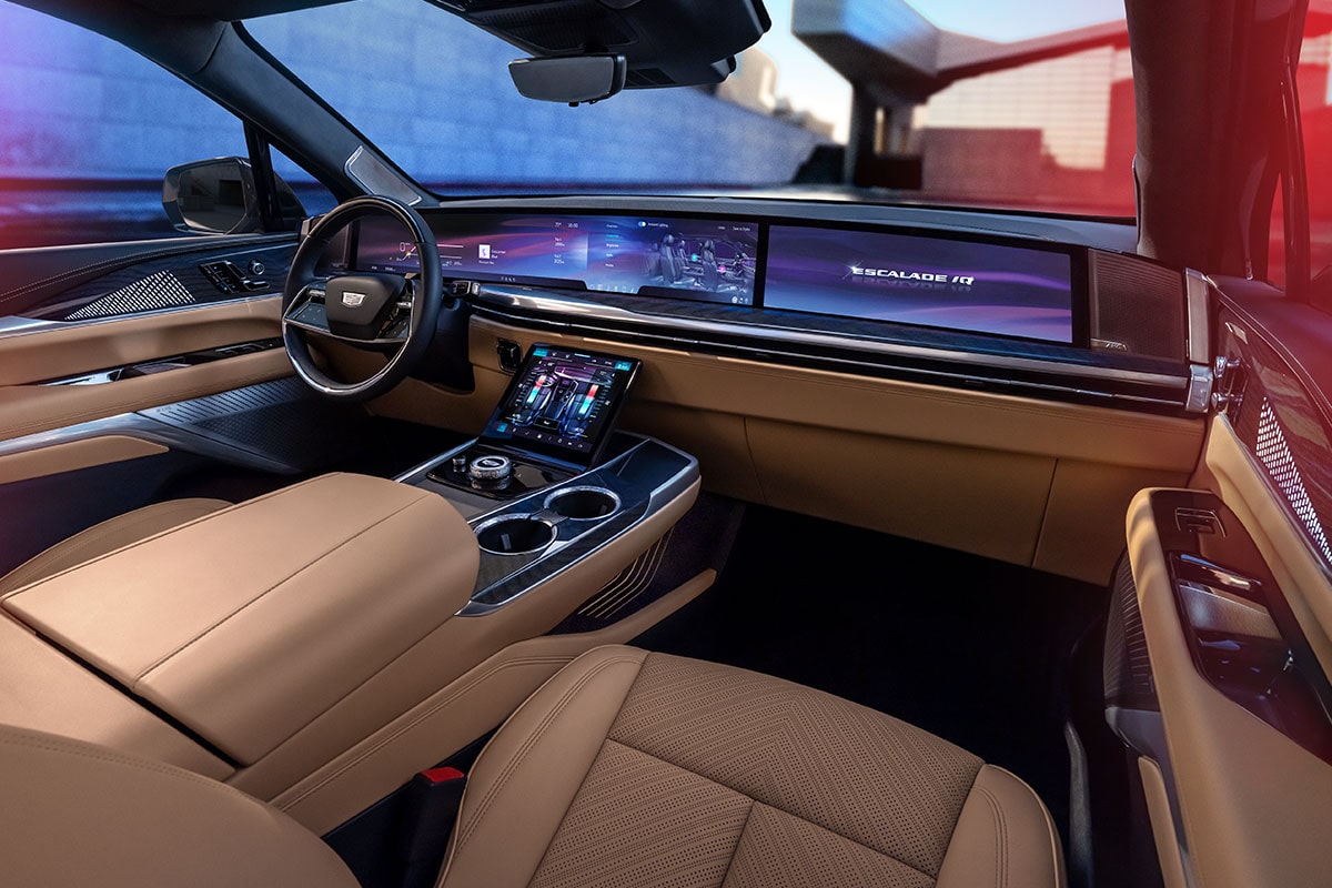 Passenger View of the Interior and 55" Diagonal Display Screen Inside the 2026 ESCALADE IQ Electric SUV